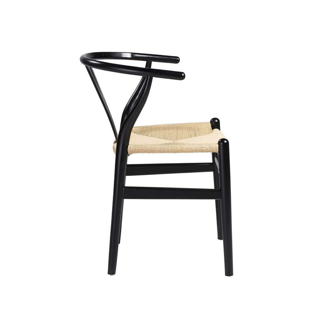 Euro Style - Evelina Side Chair in Black with Natural Rush Seat (Set of 2) - 08157BLK veiw 3