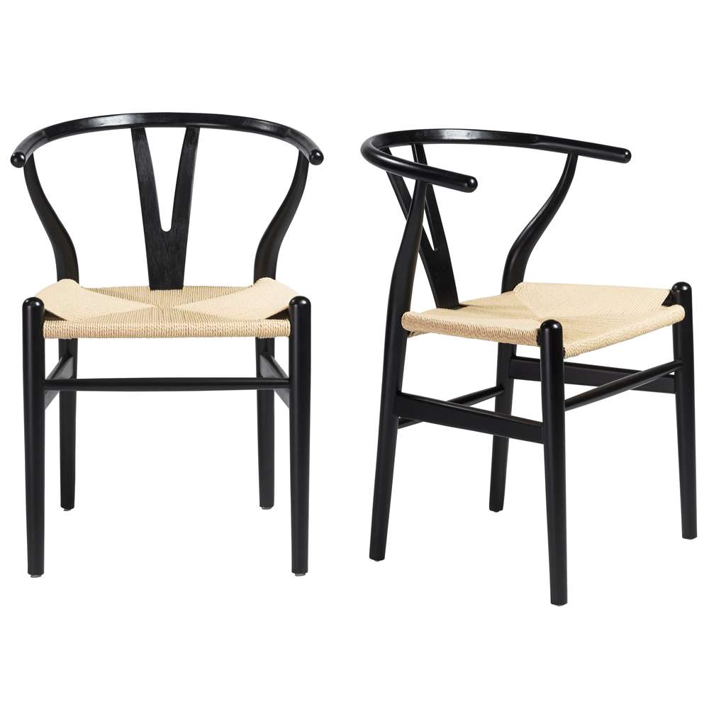 Euro Style - Evelina Side Chair in Black with Natural Rush Seat (Set of 2) - 08157BLK veiw 6