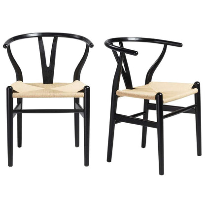 Euro Style - Evelina Side Chair in Black with Natural Rush Seat (Set of 2) - 08157BLK veiw 6