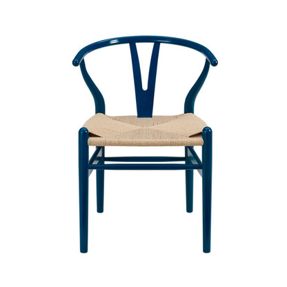 Euro Style - Evelina Side Chair in Midnight Blue and Natural Rush Seat (Set of 2) - 08157MBLU veiw 1