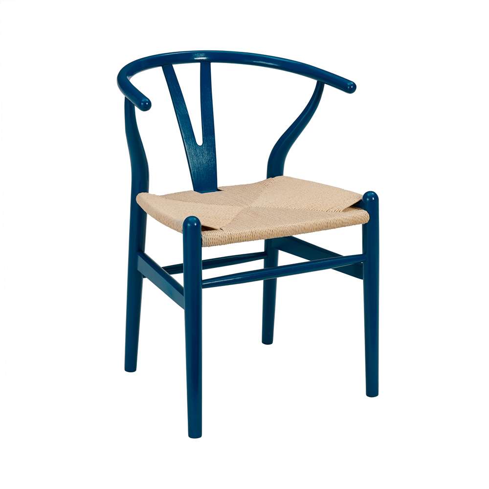 Euro Style - Evelina Side Chair in Midnight Blue and Natural Rush Seat (Set of 2) - 08157MBLU veiw 2