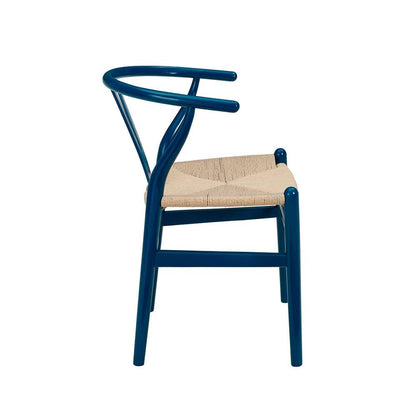 Euro Style - Evelina Side Chair in Midnight Blue and Natural Rush Seat (Set of 2) - 08157MBLU veiw 3