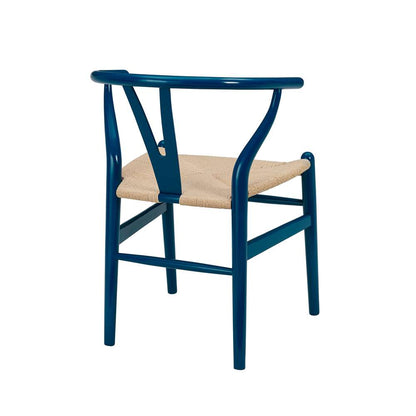 Euro Style - Evelina Side Chair in Midnight Blue and Natural Rush Seat (Set of 2) - 08157MBLU veiw 4