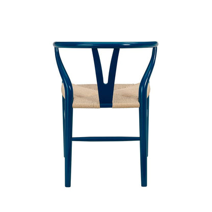 Euro Style - Evelina Side Chair in Midnight Blue and Natural Rush Seat (Set of 2) - 08157MBLU veiw 5