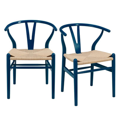 Euro Style - Evelina Side Chair in Midnight Blue and Natural Rush Seat (Set of 2) - 08157MBLU veiw 7