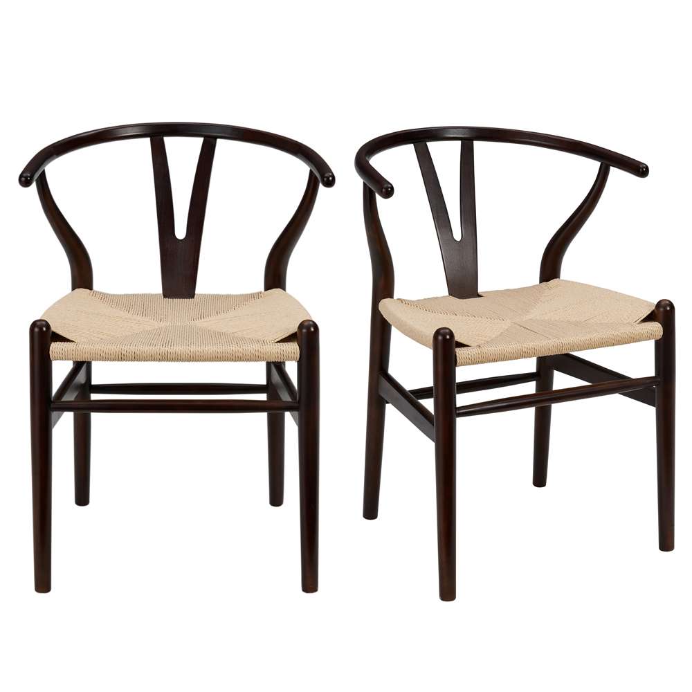 Euro Style - Evelina Side Chair in Walnut with Natural Rush Seat (Set of 2) - 08157WAL veiw 6