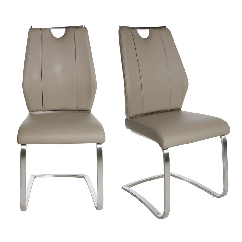 Euro Style - Lexington Side Chair in Taupe and Brushed Stainless Steel (Set of 2) - 81013TPE veiw 7