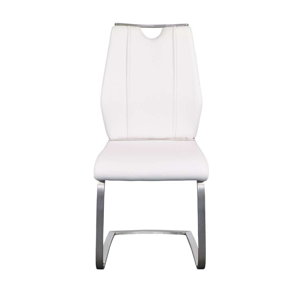 Euro Style - Lexington Side Chair in White and Brushed Stainless Steel (Set of 2) - 81013WHT veiw 1