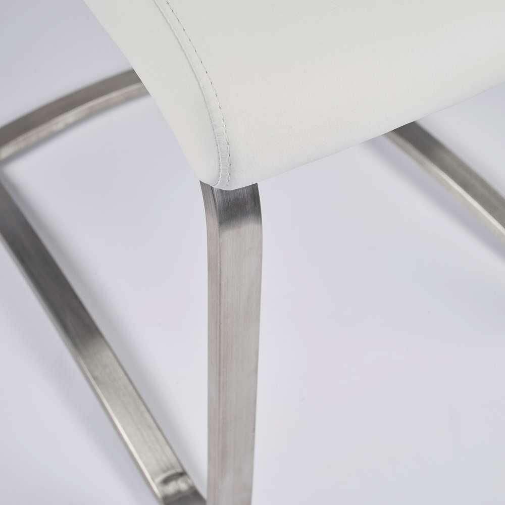 Euro Style - Lexington Side Chair in White and Brushed Stainless Steel (Set of 2) - 81013WHT veiw 6