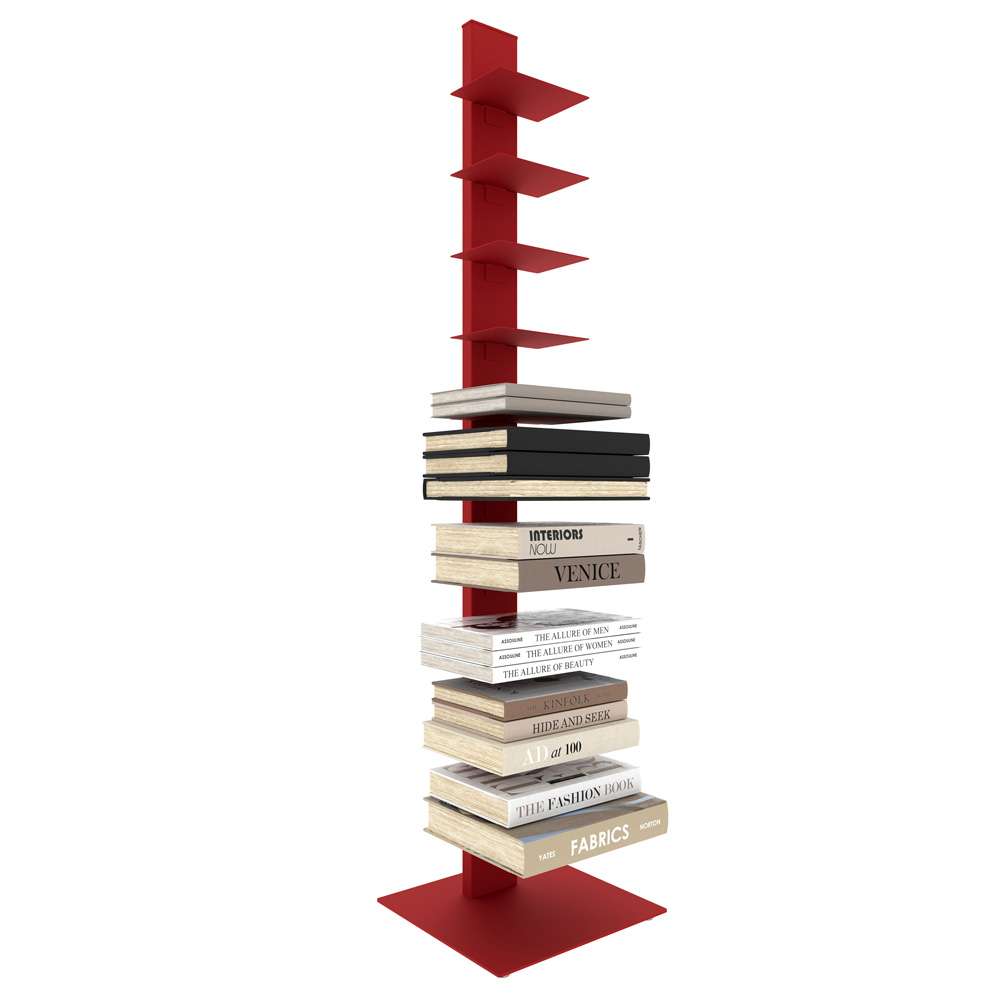 Euro Style - Sapiens 60in Bookcase/Shelf/Shelving Tower in Red - 94200RED-KIT veiw 3