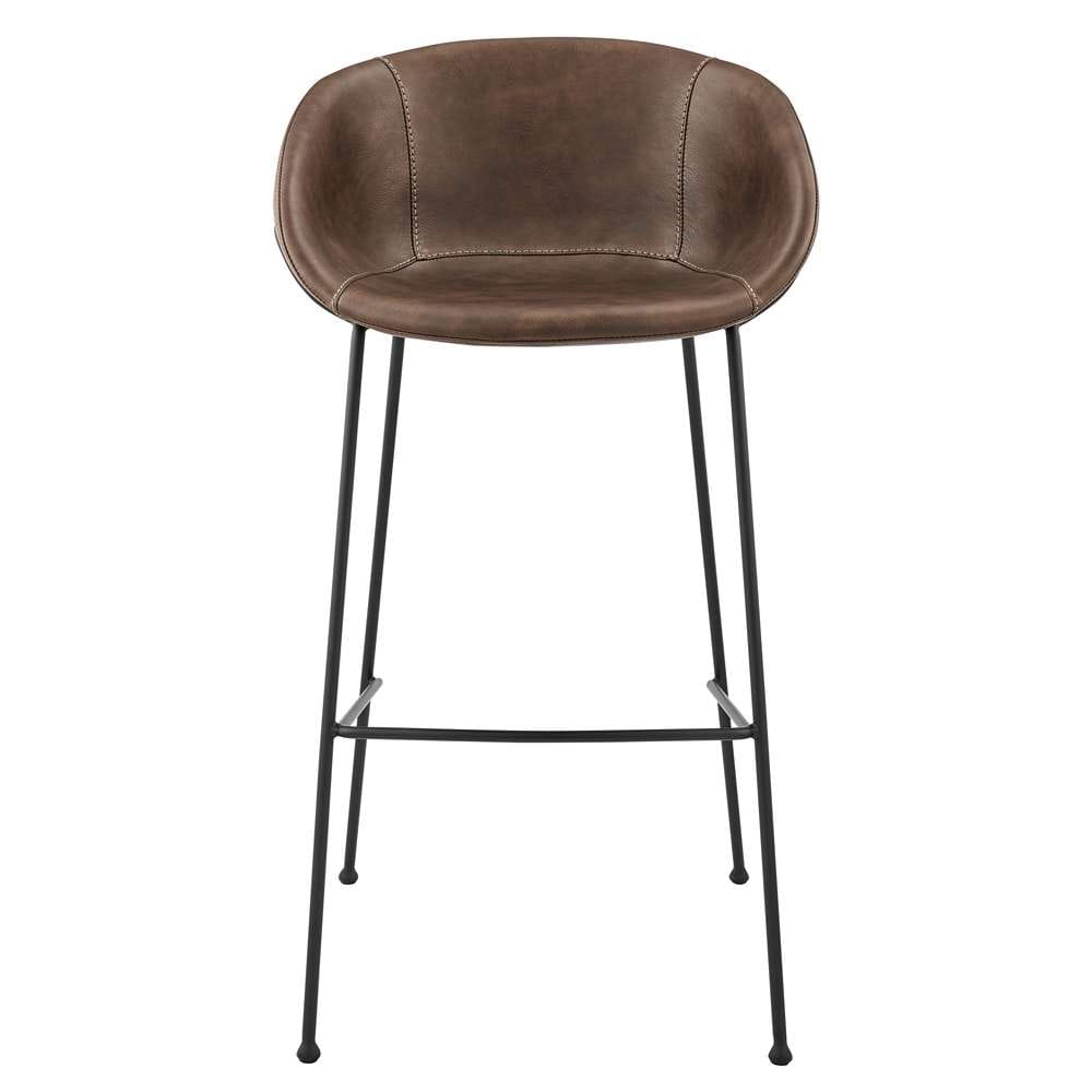 Euro Style - Zach Bar Stool with Brown Leatherette and Matte Black Legs (Set of 2) - 30490BRN veiw 1