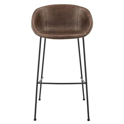 Euro Style - Zach Bar Stool with Brown Leatherette and Matte Black Legs (Set of 2) - 30490BRN veiw 1
