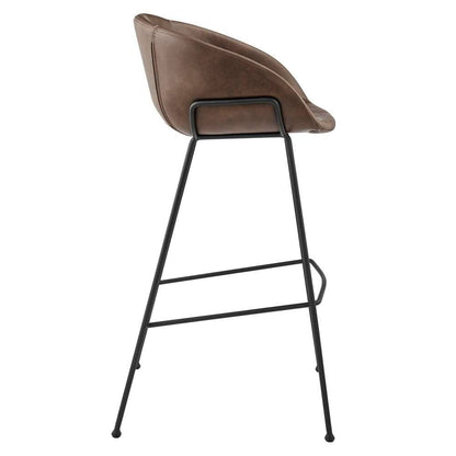 Euro Style - Zach Bar Stool with Brown Leatherette and Matte Black Legs (Set of 2) - 30490BRN veiw 3