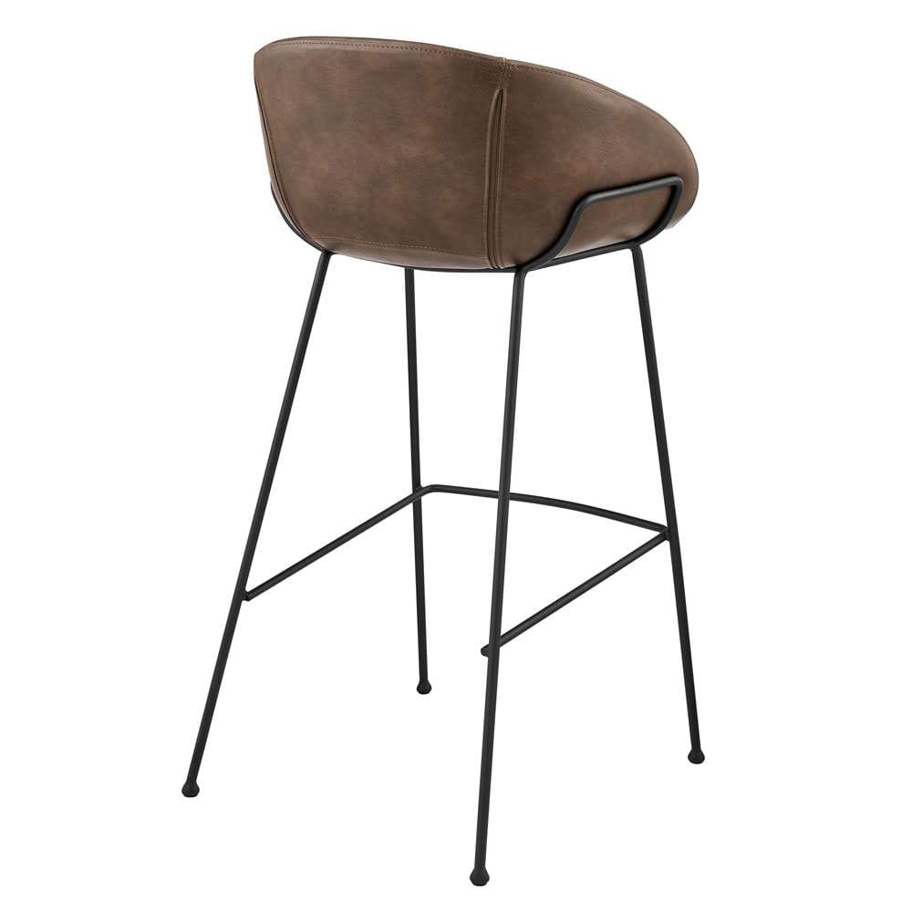 Euro Style - Zach Bar Stool with Brown Leatherette and Matte Black Legs (Set of 2) - 30490BRN veiw 4