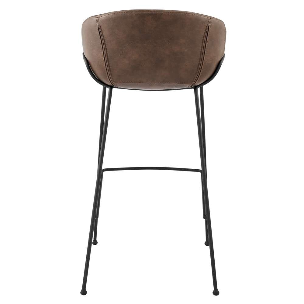 Euro Style - Zach Bar Stool with Brown Leatherette and Matte Black Legs (Set of 2) - 30490BRN veiw 5