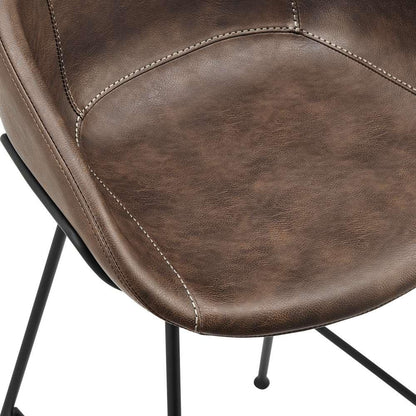 Euro Style - Zach Bar Stool with Brown Leatherette and Matte Black Legs (Set of 2) - 30490BRN veiw 6