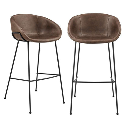 Euro Style - Zach Bar Stool with Brown Leatherette and Matte Black Legs (Set of 2) - 30490BRN veiw 8