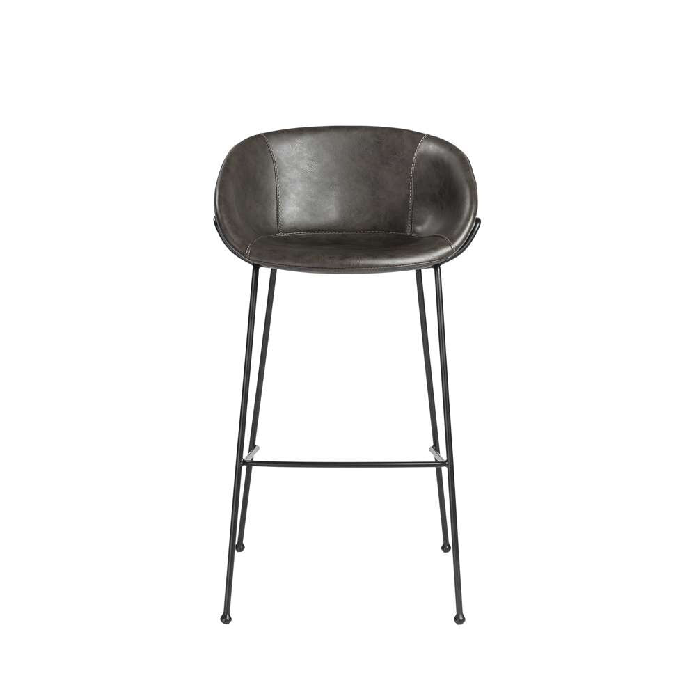 Euro Style - Zach Bar Stool with Dark Gray Leatherette and Matte Black Legs (Set of 2) - 30490DKGRY veiw 1