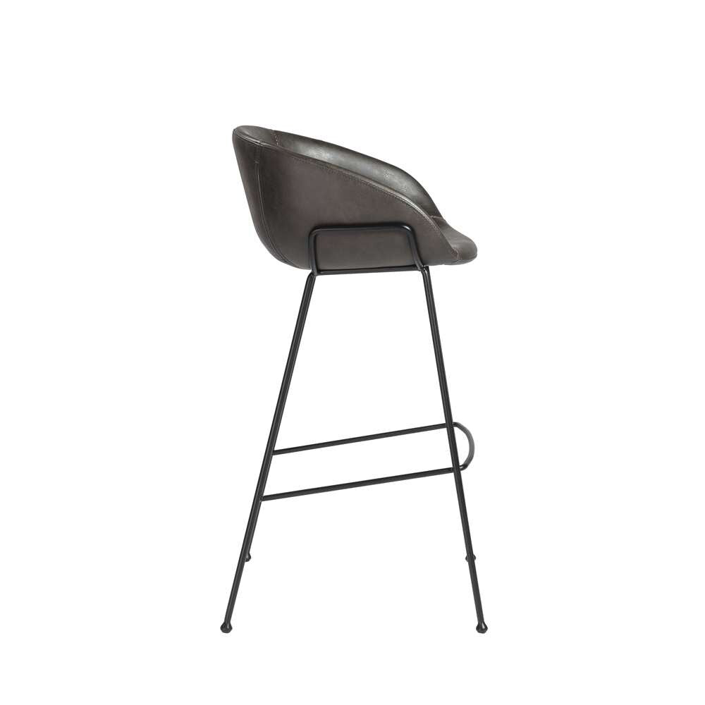 Euro Style - Zach Bar Stool with Dark Gray Leatherette and Matte Black Legs (Set of 2) - 30490DKGRY veiw 3