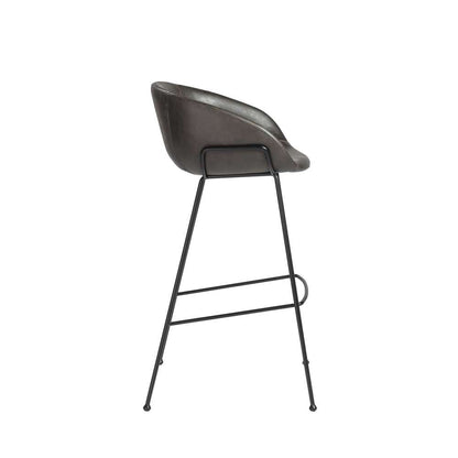 Euro Style - Zach Bar Stool with Dark Gray Leatherette and Matte Black Legs (Set of 2) - 30490DKGRY veiw 3