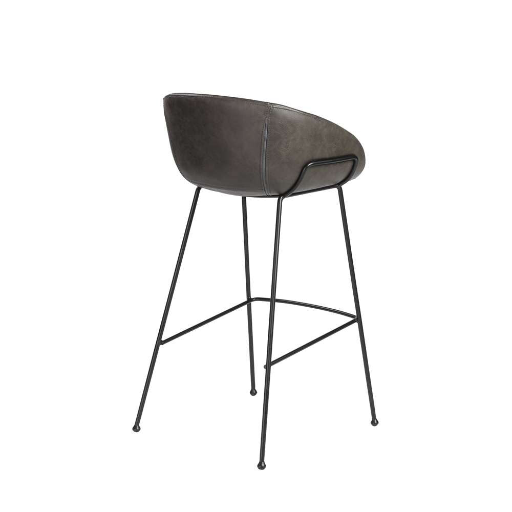 Euro Style - Zach Bar Stool with Dark Gray Leatherette and Matte Black Legs (Set of 2) - 30490DKGRY veiw 4