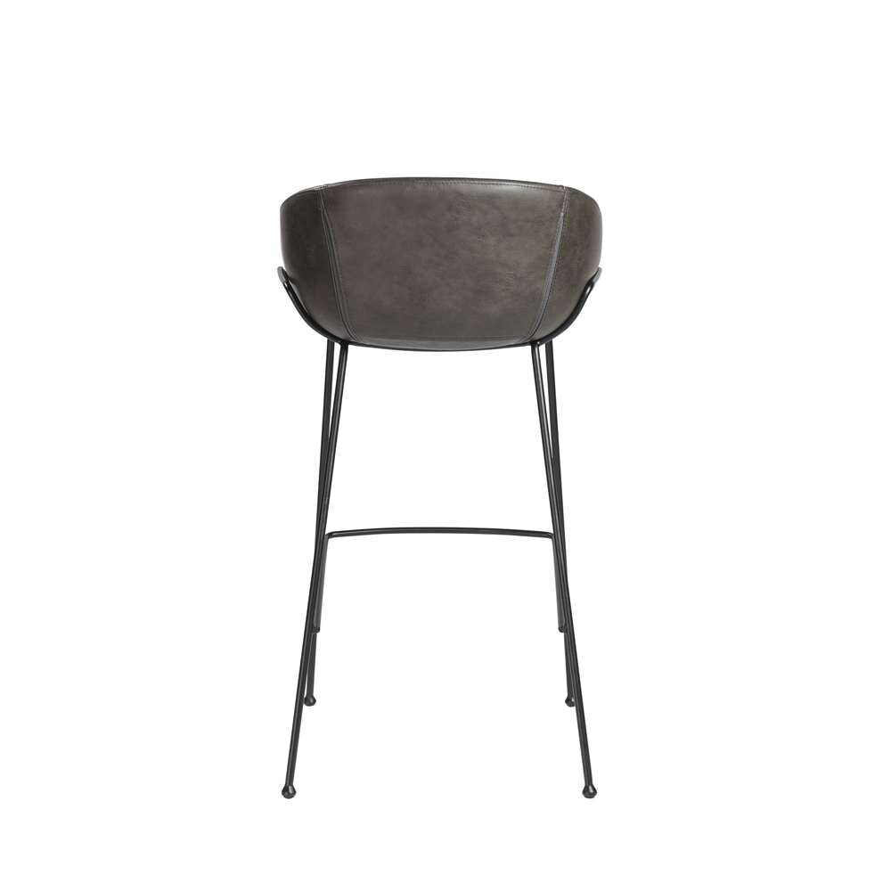 Euro Style - Zach Bar Stool with Dark Gray Leatherette and Matte Black Legs (Set of 2) - 30490DKGRY veiw 5