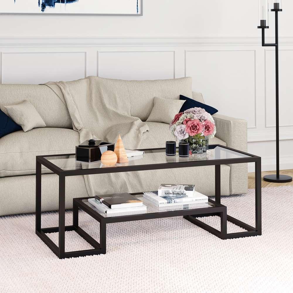 Hudson & Canal - Athena 45in Wide Rectangular Coffee Table in Blackened Bronze - CT0181 veiw 2