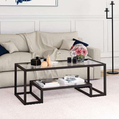 Hudson & Canal - Athena 45in Wide Rectangular Coffee Table in Blackened Bronze - CT0181 veiw 2