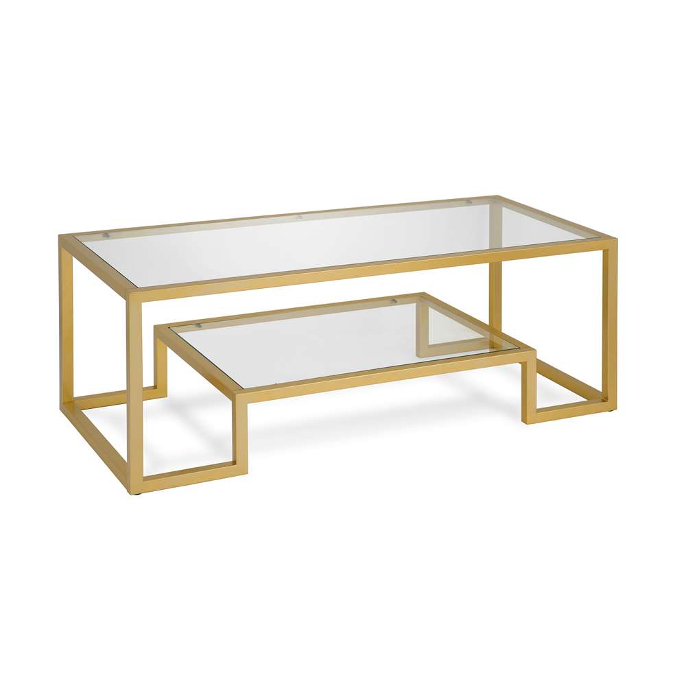 Hudson & Canal - Athena 45in Wide Rectangular Coffee Table in Brass - CT0066 veiw 1