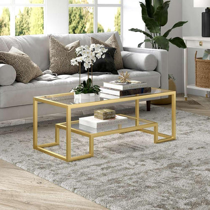 Hudson & Canal - Athena 45in Wide Rectangular Coffee Table in Brass - CT0066 veiw 2