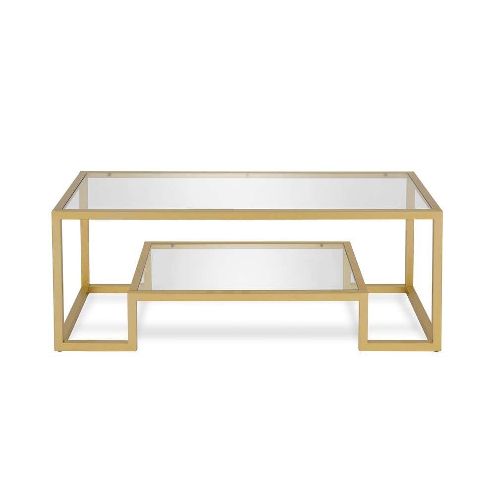 Hudson & Canal - Athena 45in Wide Rectangular Coffee Table in Brass - CT0066 veiw 3
