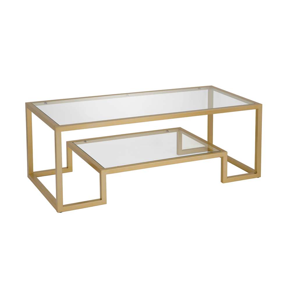 Hudson & Canal - Athena 45in Wide Rectangular Coffee Table in Brass - CT0066 veiw 4