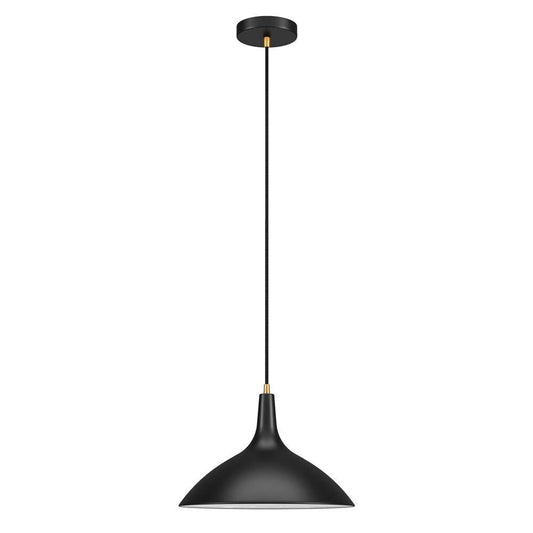 Hudson & Canal - Barton 14in Wide Pendant with Metal Shade in Matte Black/Brass/Matte Black - PD0758 veiw 1