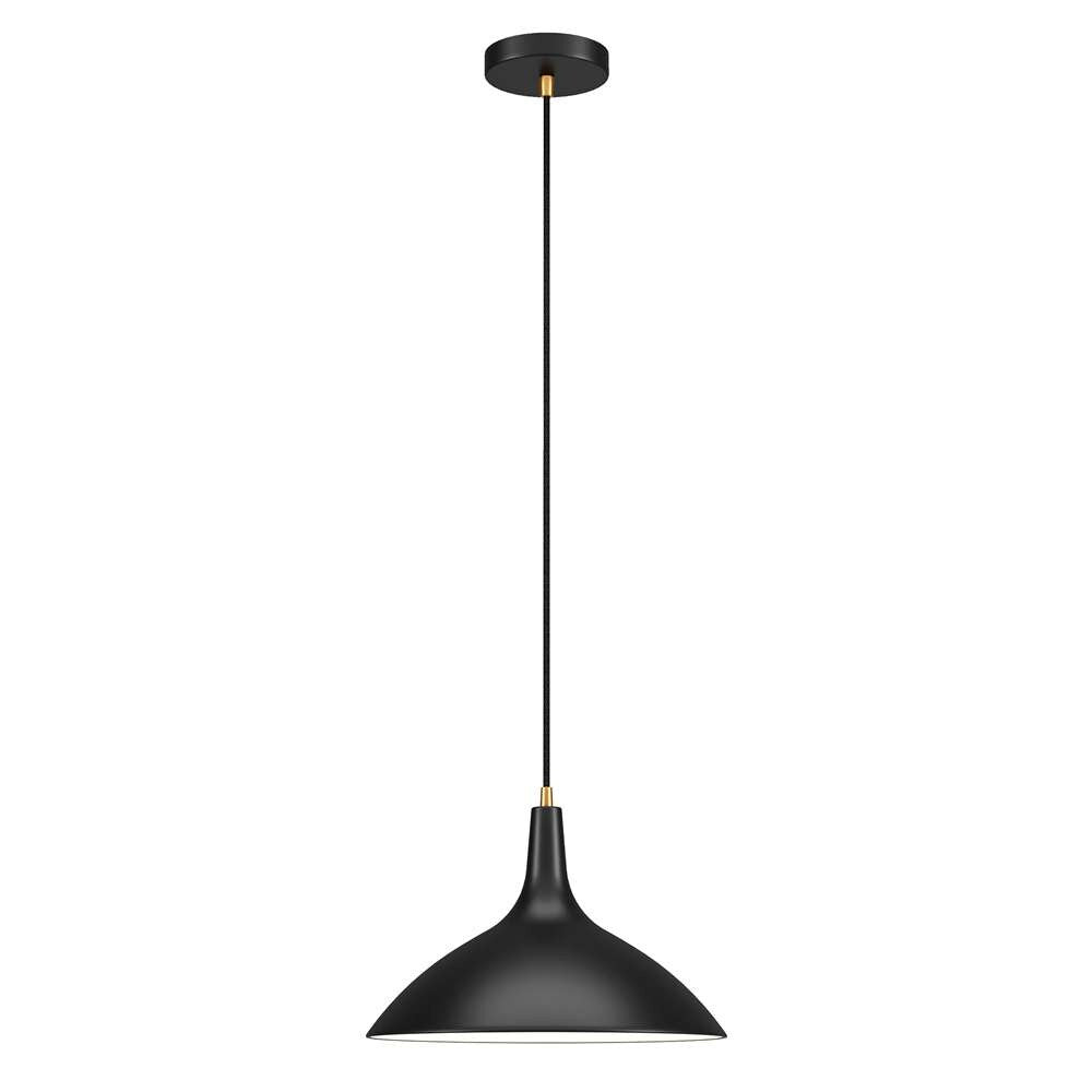 Hudson & Canal - Barton 14in Wide Pendant with Metal Shade in Matte Black/Brass/Matte Black - PD0758 veiw 3