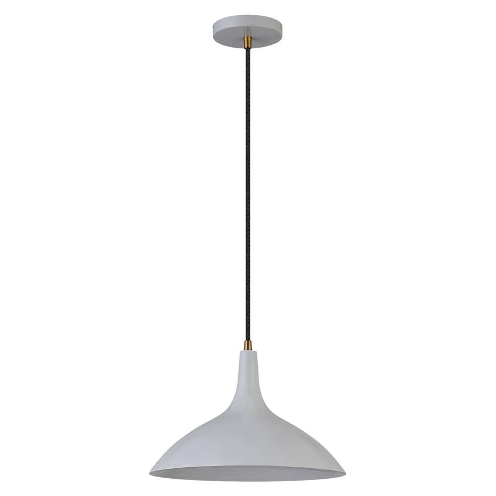 Hudson & Canal - Barton 14in Wide Pendant with Metal Shade in Matte Gray/Brass/Matte Gray - PD0761 veiw 1
