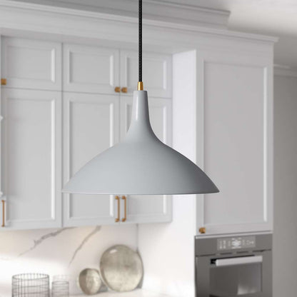 Hudson & Canal - Barton 14in Wide Pendant with Metal Shade in Matte Gray/Brass/Matte Gray - PD0761 veiw 2