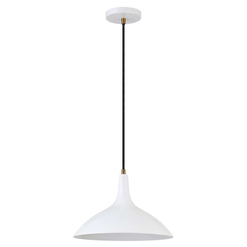 Hudson & Canal - Barton 14in Wide Pendant with Metal Shade in Matte White/Brass/Matte White - PD0759 veiw 1