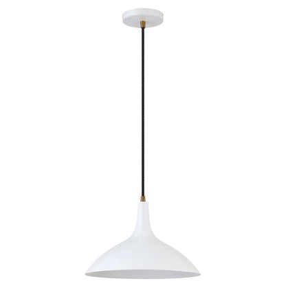 Hudson & Canal - Barton 14in Wide Pendant with Metal Shade in Matte White/Brass/Matte White - PD0759 veiw 1