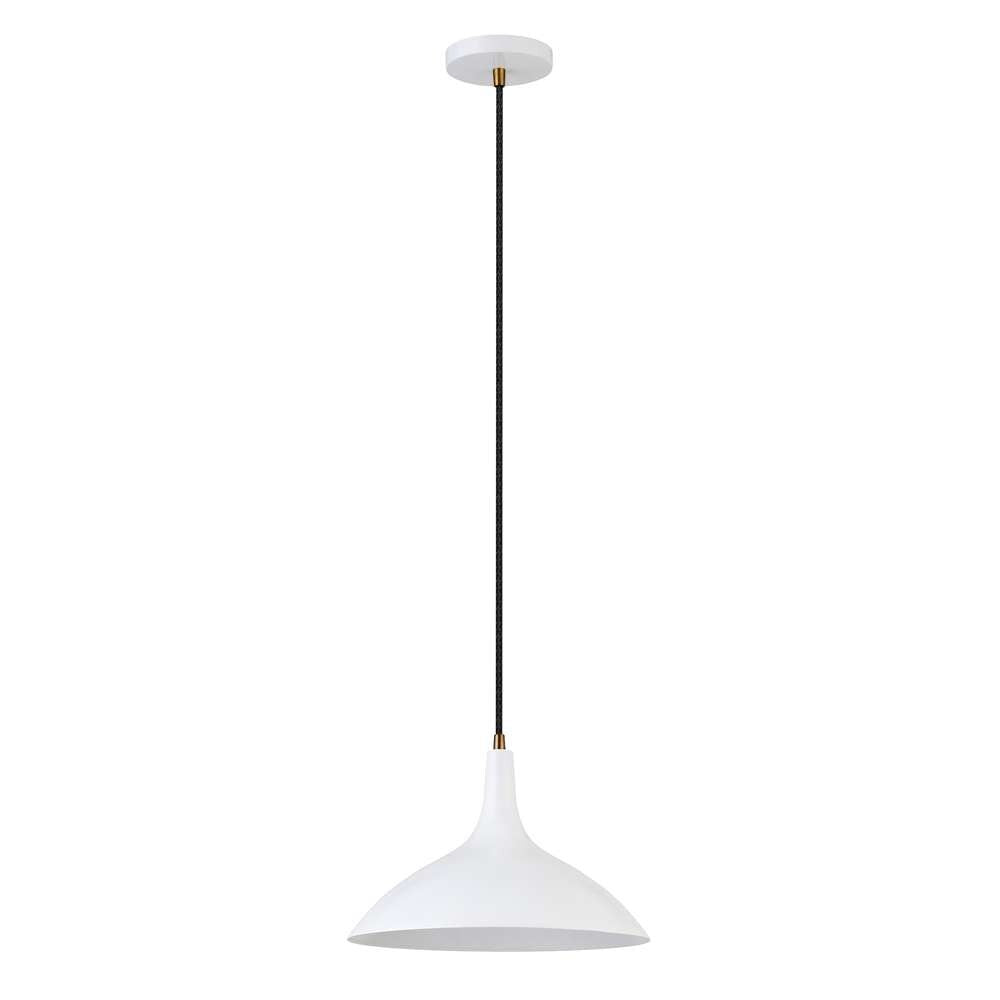 Hudson & Canal - Barton 14in Wide Pendant with Metal Shade in Matte White/Brass/Matte White - PD0759 veiw 3