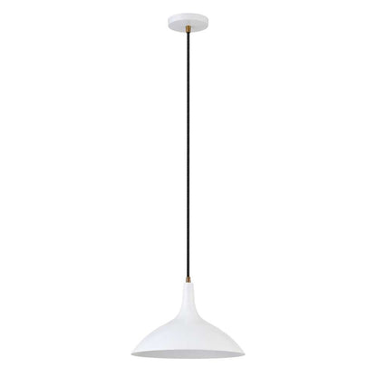 Hudson & Canal - Barton 14in Wide Pendant with Metal Shade in Matte White/Brass/Matte White - PD0759 veiw 3
