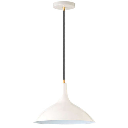 Hudson & Canal - Barton 14in Wide Pendant with Metal Shade in Pearled White/Brass/Pearled White - PD0760 veiw 1