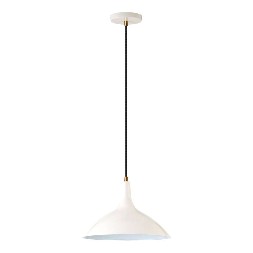 Hudson & Canal - Barton 14in Wide Pendant with Metal Shade in Pearled White/Brass/Pearled White - PD0760 veiw 4