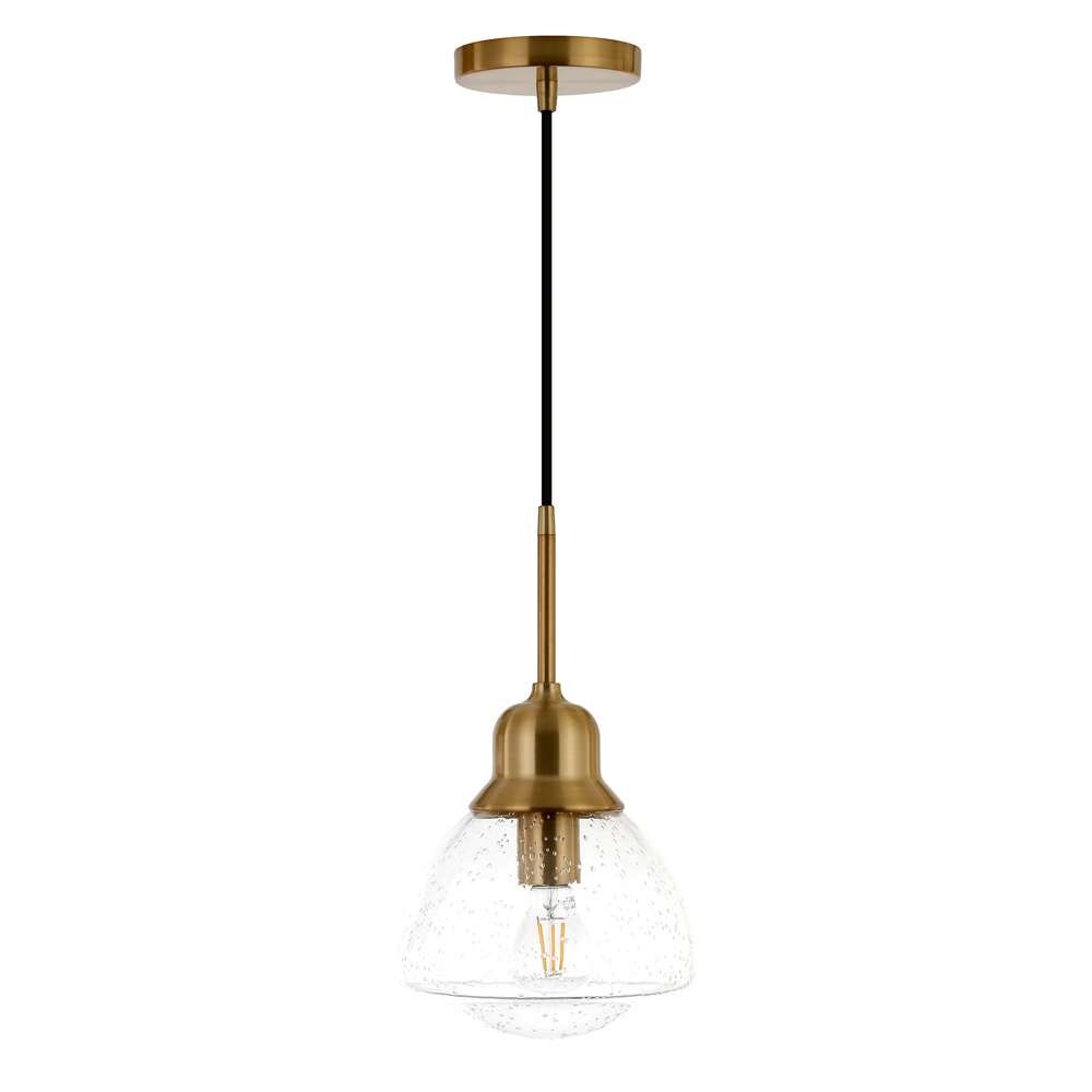 Hudson & Canal - Brooks 8.12in Wide Pendant with Glass Shade in Brass/Seeded - PD0605 veiw 1