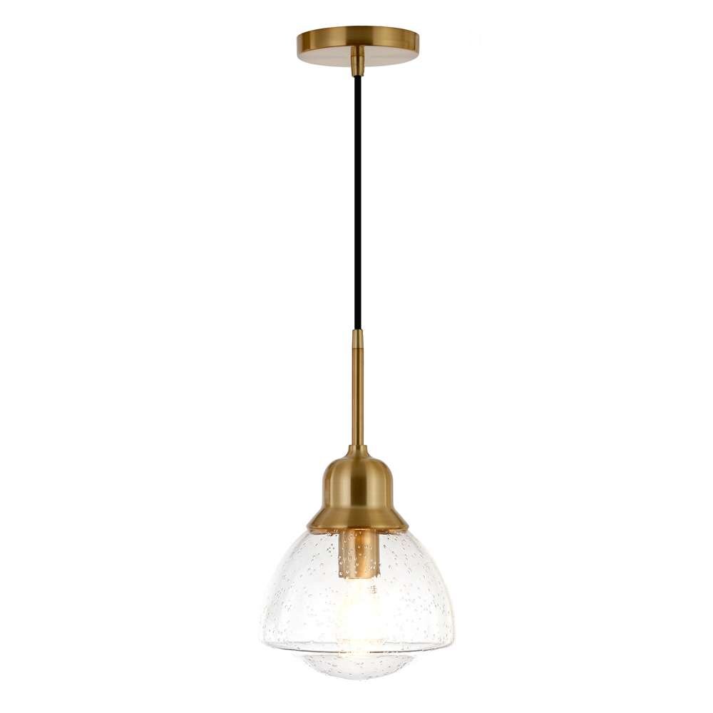 Hudson & Canal - Brooks 8.12in Wide Pendant with Glass Shade in Brass/Seeded - PD0605 veiw 3