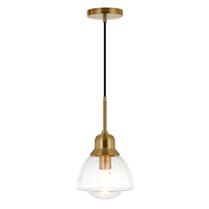 Hudson & Canal - Brooks 8.12in Wide Pendant with Glass Shade in Brass/Seeded - PD0605 veiw 3