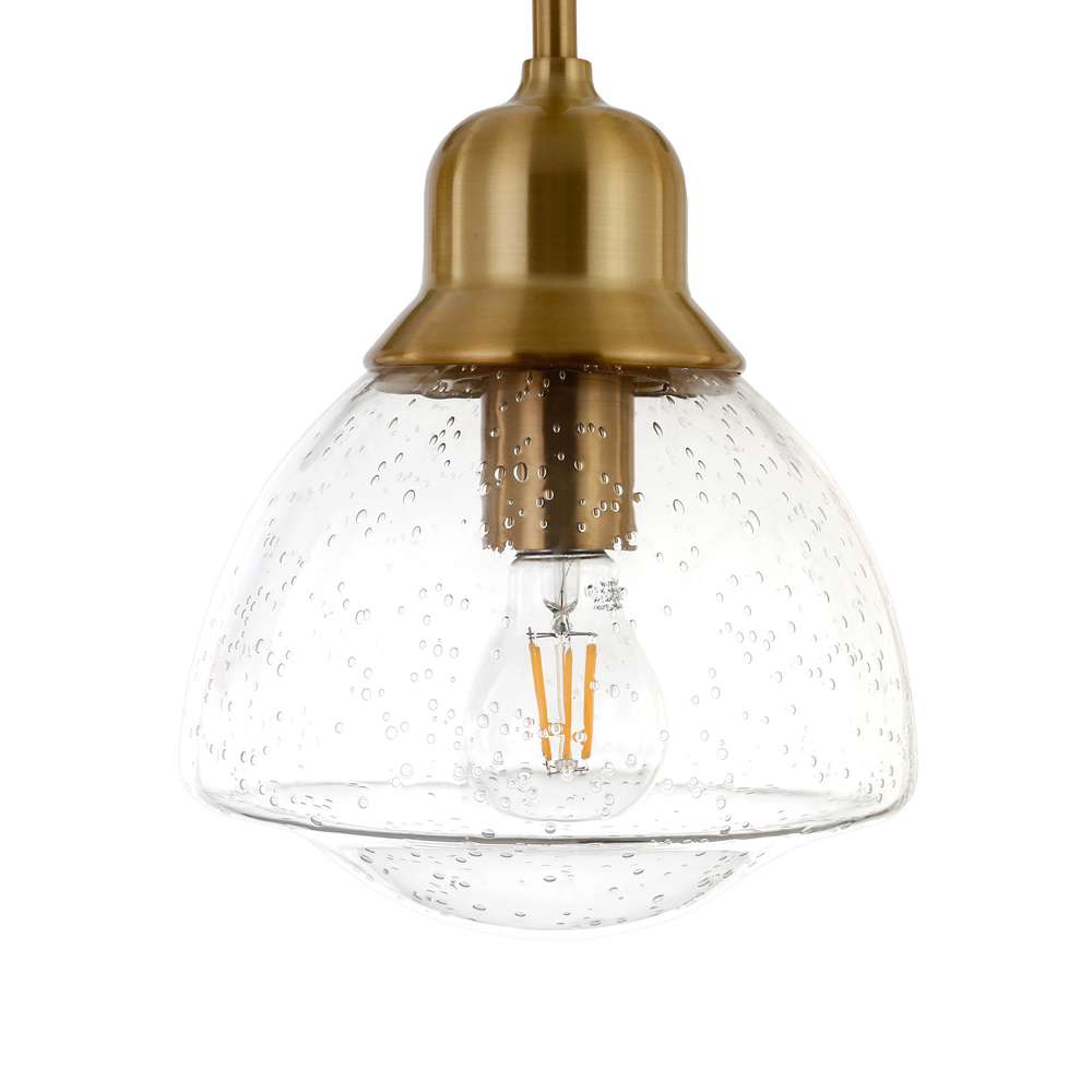 Hudson & Canal - Brooks 8.12in Wide Pendant with Glass Shade in Brass/Seeded - PD0605 veiw 4