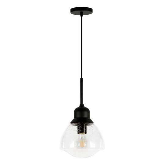 Hudson & Canal - Brooks 8.12in Wide Pendant with Glass Shade in Blackened Bronze/Seeded - PD0604 veiw 1