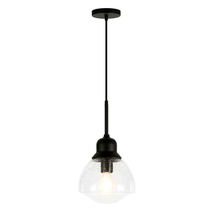 Hudson & Canal - Brooks 8.12in Wide Pendant with Glass Shade in Blackened Bronze/Seeded - PD0604 veiw 3