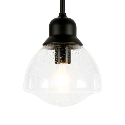 Hudson & Canal - Brooks 8.12in Wide Pendant with Glass Shade in Blackened Bronze/Seeded - PD0604 veiw 4