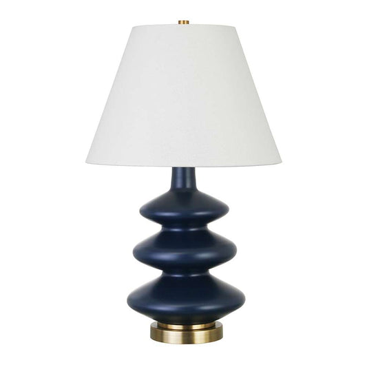 Hudson & Canal - Carleta 26.5in Tall Triple Gourd Table Lamp with Fabric Shade in Blue/White - TL0385 veiw 1